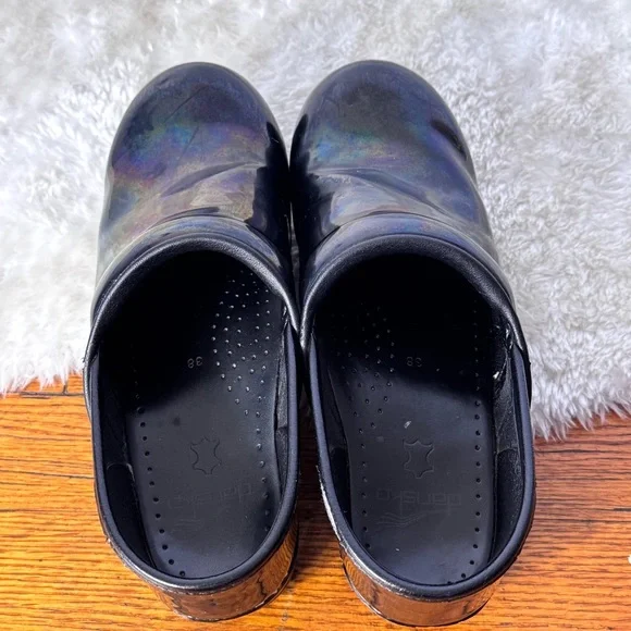 Dansko Professional Leather Clogs Petrol Patent Black Footwear Sz 8 - Picture 8 of 10
